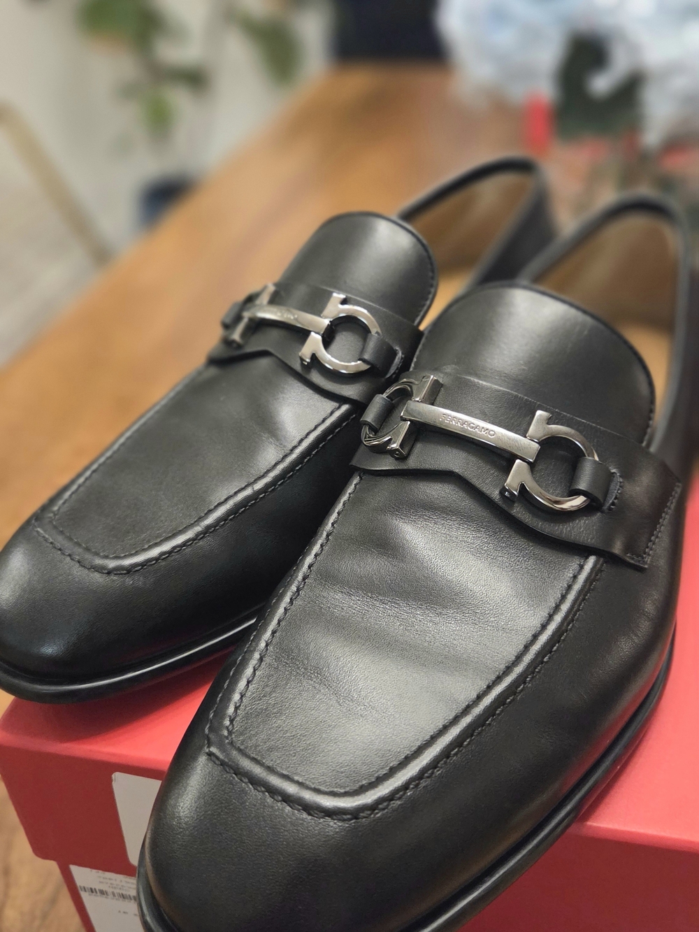 Ferragamo Men’s Foster Leather Gancini Bit Loafers Black